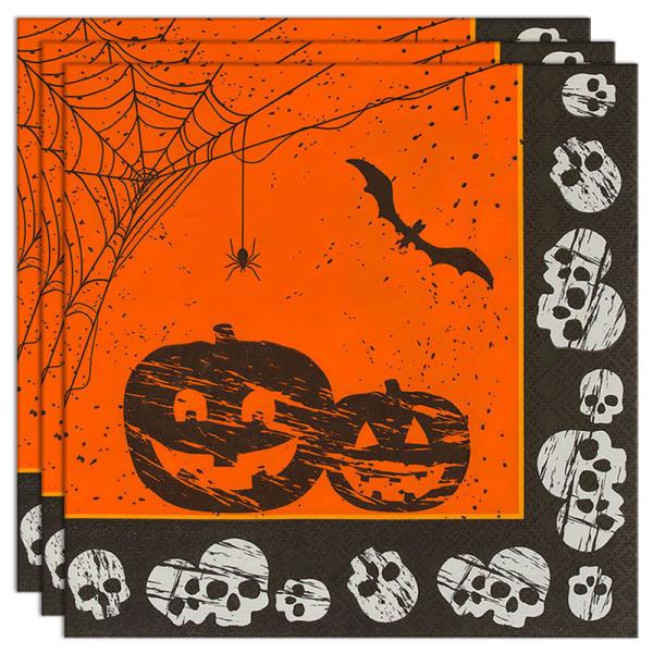 Halloween Gresskar & Dødningehode Servietter