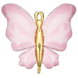 Sommerfugl Folieballong Rosa/Gull