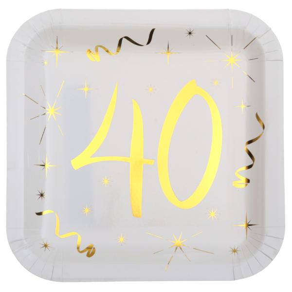 Papptallerkener 40 År Sparkle