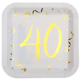 Papptallerkener 40 År Sparkle