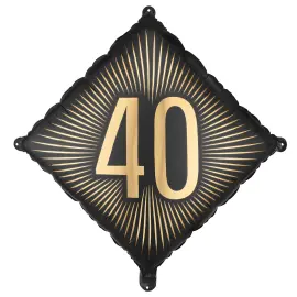 Folieballong 40 Svart/Gull 46 cm