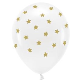 Hvite Ballonger med Gullstjerner