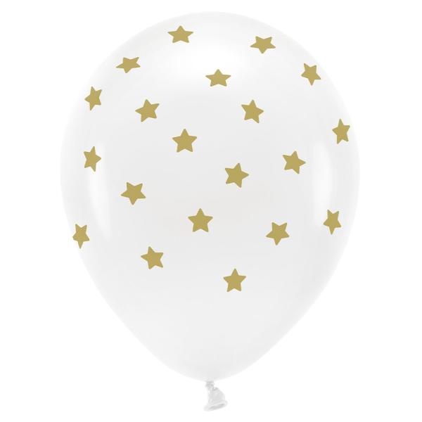 Hvite Ballonger med Gullstjerner