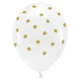 Hvite Ballonger med Gullstjerner