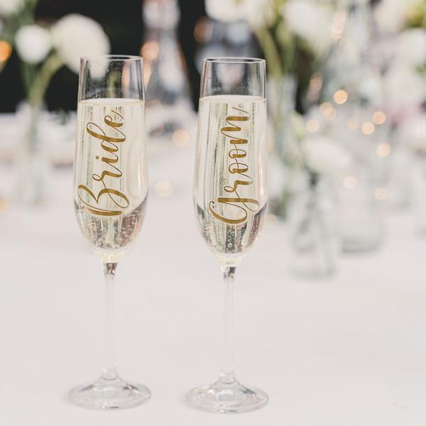 Glass Klistremerker Bride og Groom