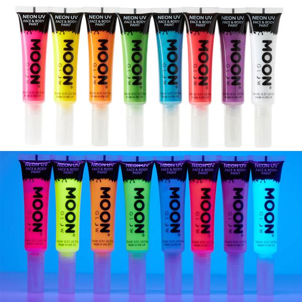 Moon Glow Neon UV Kropps- & Ansiktsfarge med Børste