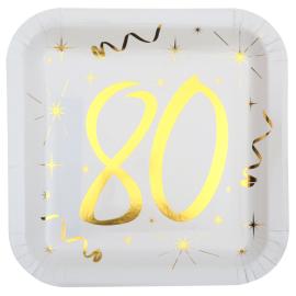 Papptallerkener 80 År Sparkle