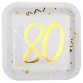 Papptallerkener 80 År Sparkle