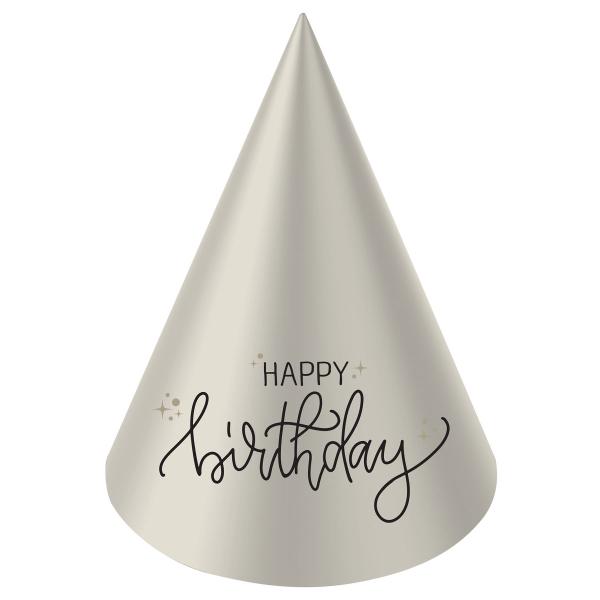 Festhatter Happy Birthday Svart/Kremhvit 6-pakning