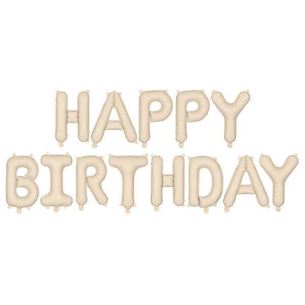 Happy Birthday Ballonggirlander Beige