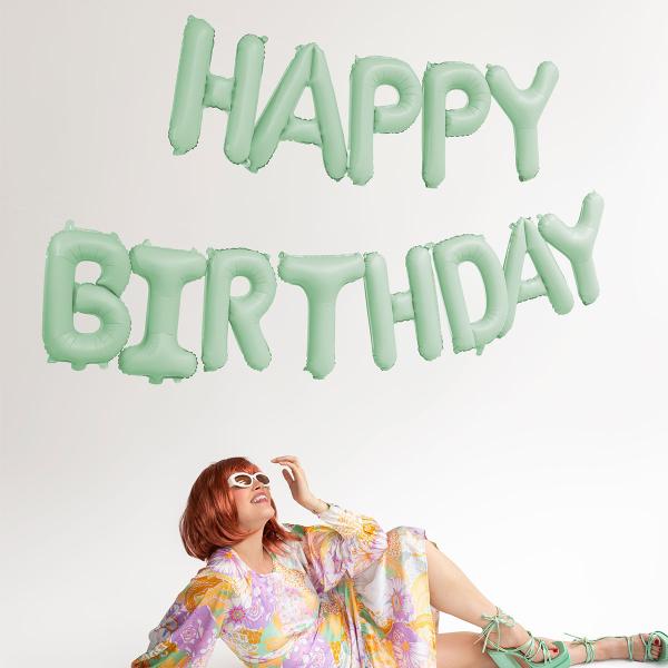 Happy Birthday Ballonggirlander Grønn