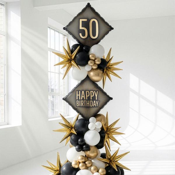 Folieballong 50 Svart/Gull 46 cm