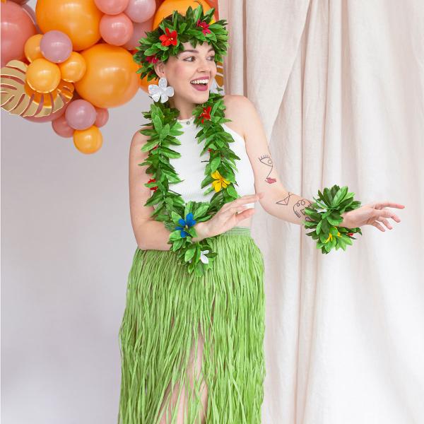 Grønn Hawaii Hula Skjørt 77 cm