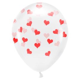 Transparente Ballonger med Røde Hjerter