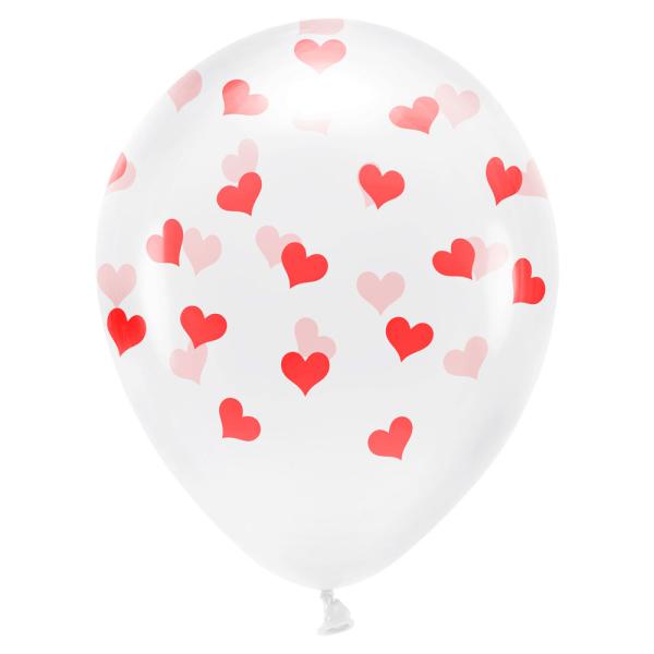 Transparente Ballonger med Røde Hjerter