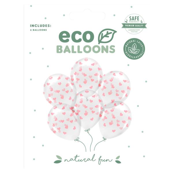 Transparente Ballonger med Rosa Hjerter