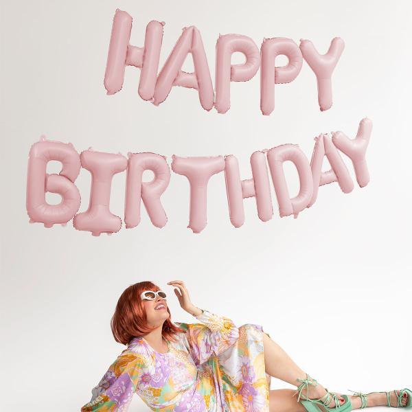 Happy Birthday Ballonggirlander Rosa