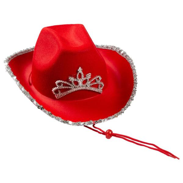 Cowboyhatt med Glitter Rød