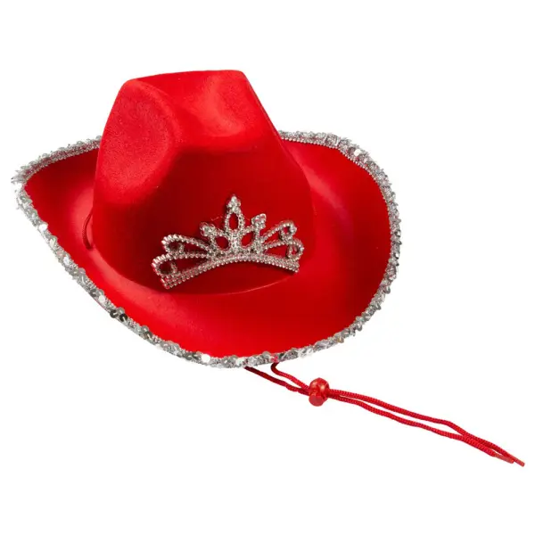 Cowboyhatt med Glitter Rød
