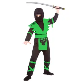 Ninjakostyme Svart & Grønn Barn Large