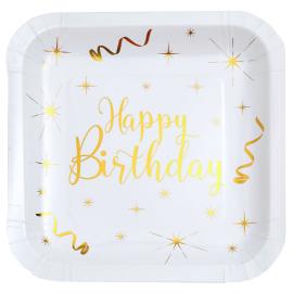 Papptallerkener Happy Birthday Sparkle