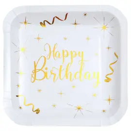 Papptallerkener Happy Birthday Sparkle