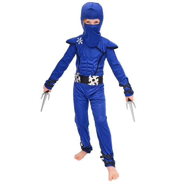 Ninja Warrior Blå Kostyme Barn 116-128 cm