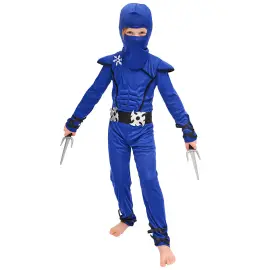 Ninja Warrior Blå Kostyme Barn 116-128 cm