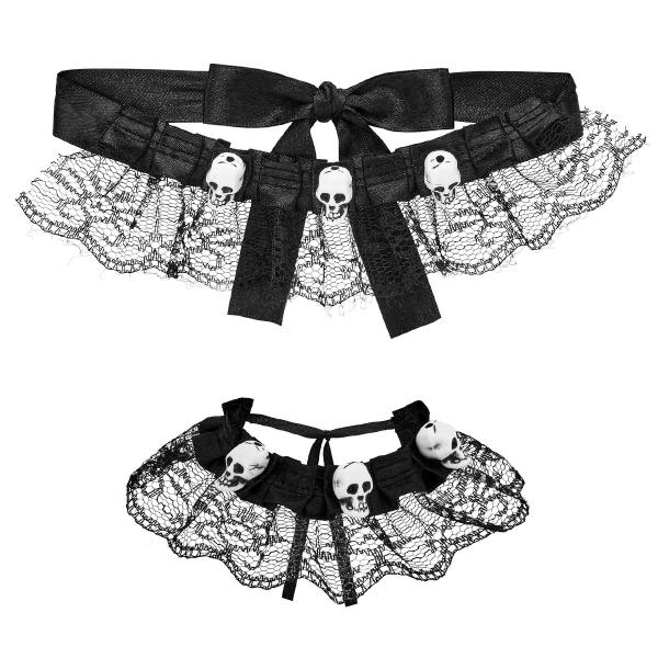 Choker og Armbånd med Hodeskaller Svart