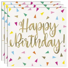 Happy Birthday Servietter Konfetti