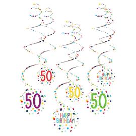 Hengende Swirls 50 år Confetti Birthday