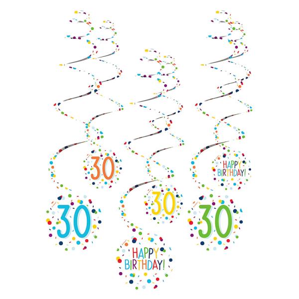Hengende Swirls 30 år Confetti Birthday