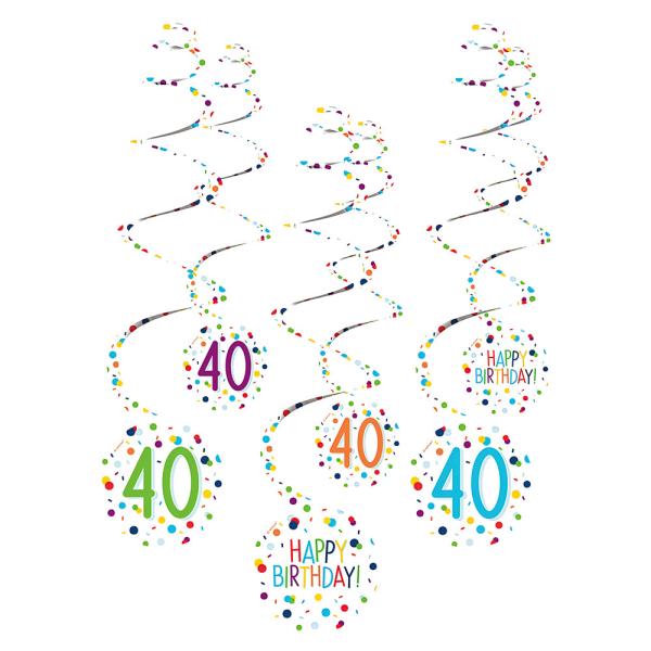 Hengende Swirls 40 år Confetti Birthday