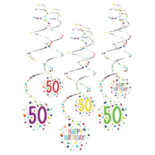 Hengende Swirls 50 år Confetti Birthday