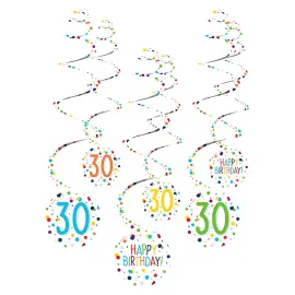 Hengende Swirls 30 år Confetti Birthday