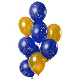 Happy 18th Ballonger Mørkeblå & Gull