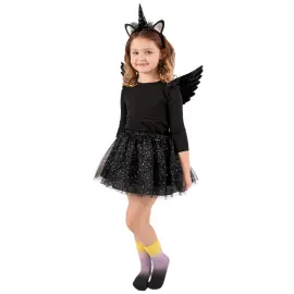 Svart Enhjørning Kostyme Barn 116-128 cm