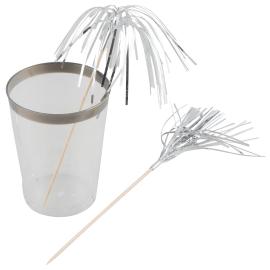 Cocktailpinner med Sølvfolie Frynser 25-pakning