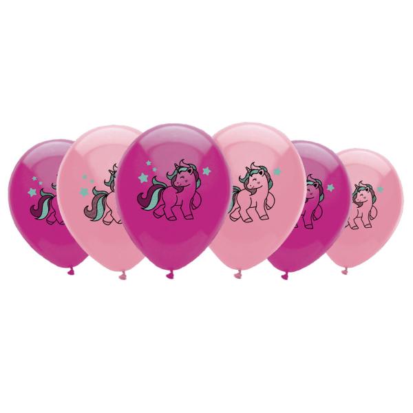 Rosa Latexballonger Enhjørning 6-pakning