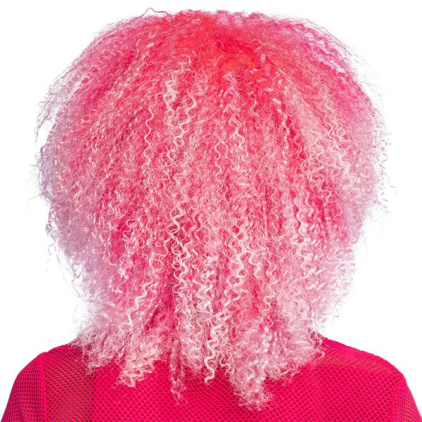 Krøllete Parykk Neonrosa