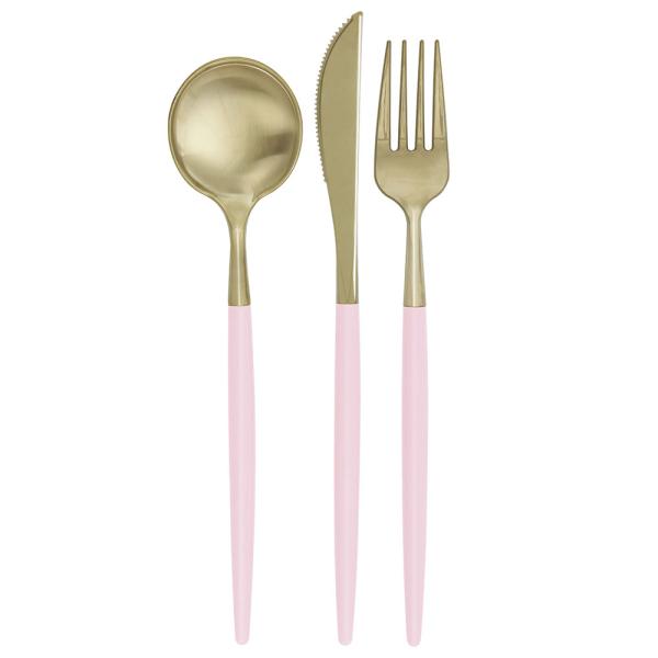 Plastbestikk Gull & Rosa 12-pakning