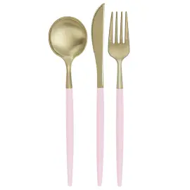 Plastbestikk Gull & Rosa 12-pakning
