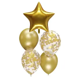 Ballongsett Gull/Transparent 5-pakning