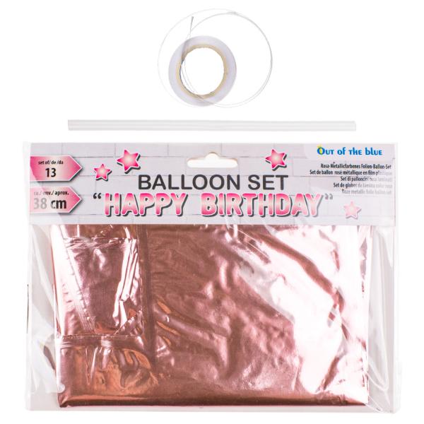 Happy Birthday Ballonger Metallic Rosa