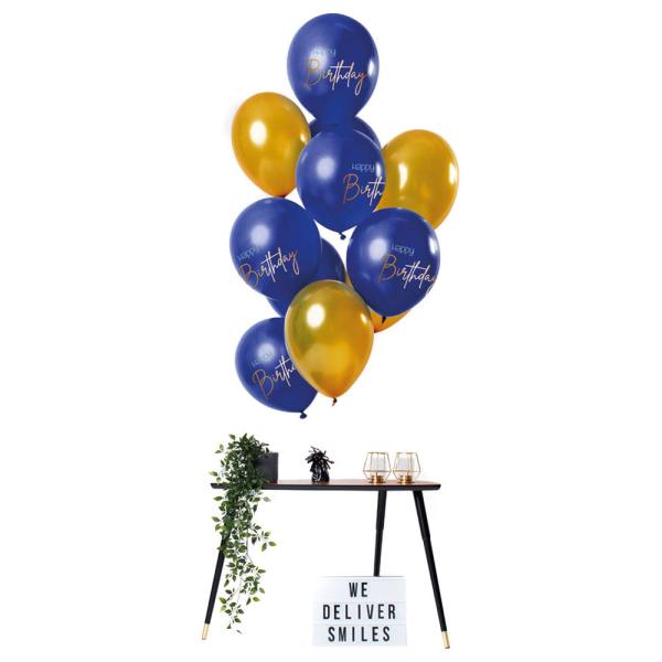Happy Birthday Ballonger Mørkeblå & Gull