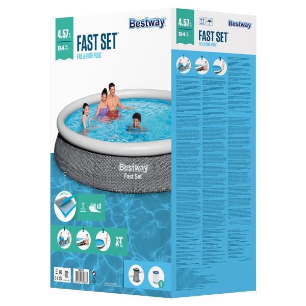 Bestway Oppblåsbart Basseng med Filter Fast Set Grått 4 m