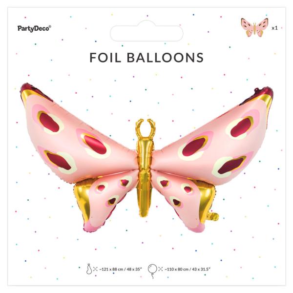 Folieballong Sommerfugl Rosa/Gull