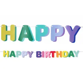 Bokstavgirlander Happy Birthday Flerfarget 1,7 m