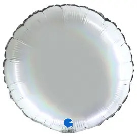 Rund Folieballong Holografisk Platinum Pure