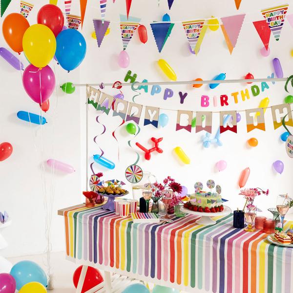 Bokstavgirlander Happy Birthday Flerfarget 1,7 m